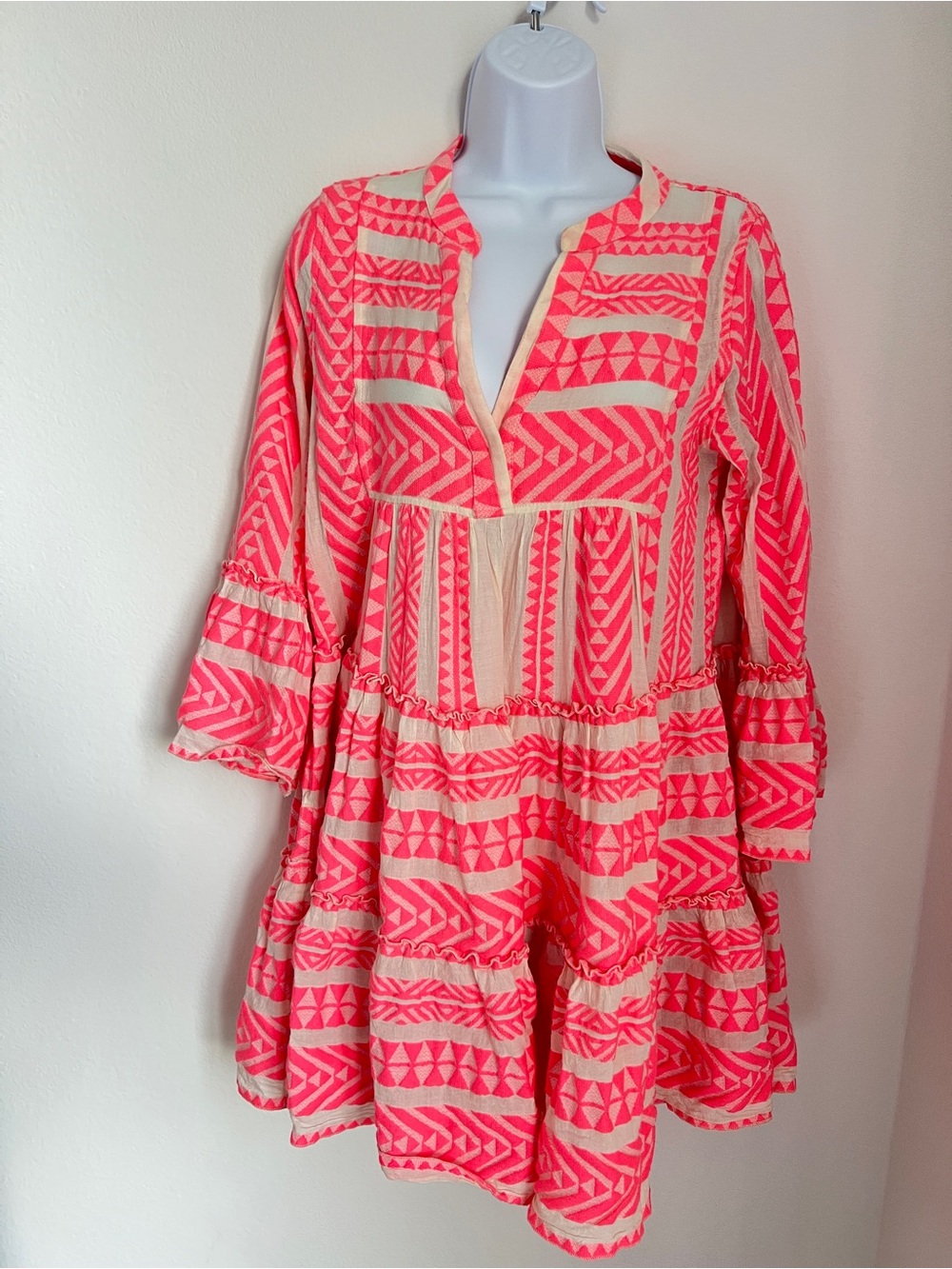 Devotion Ella Neon Pink Embroidered Mini Dress – Size XS